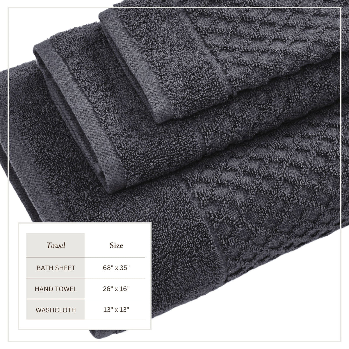 Cotton Diamond Waffle Weave Bath Towel Set – Grayson Collection – view 169