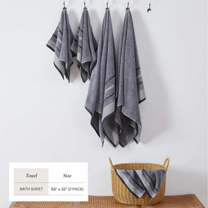Decorative Cotton Stripe Bath Towel Set – Noelle Collection – view 114