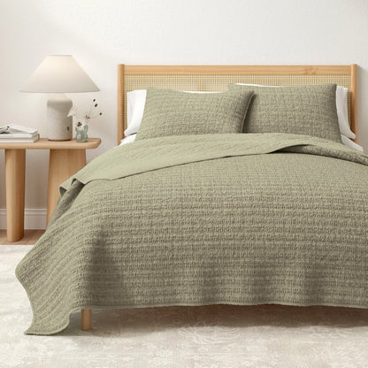 Garment-Washed Cotton Waffle Weave Quilt Set – Genevieve Collection – view 31