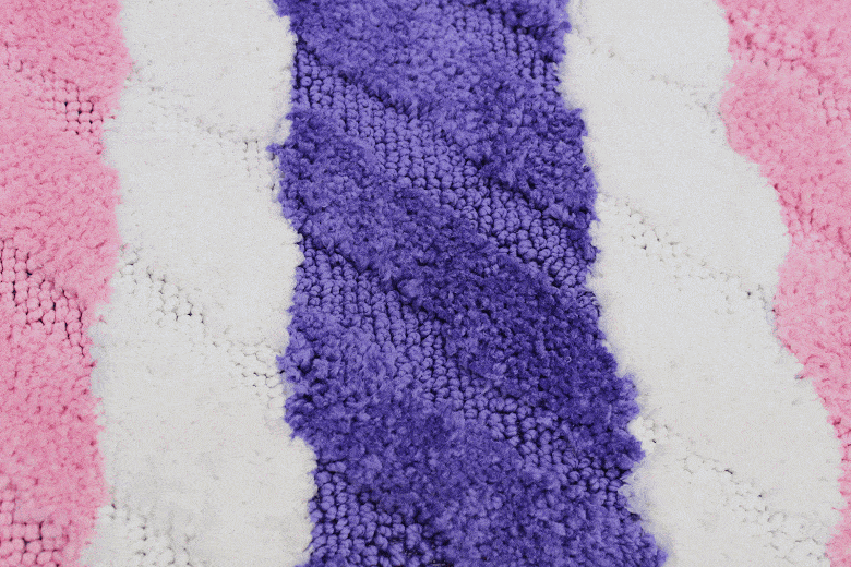 Wild Flower Purple and Pink Striped Microfiber Bath Rug – view 2