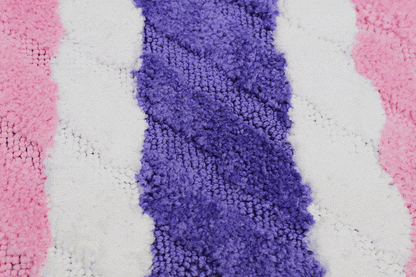 Wild Flower Purple and Pink Striped Microfiber Bath Rug – view 2