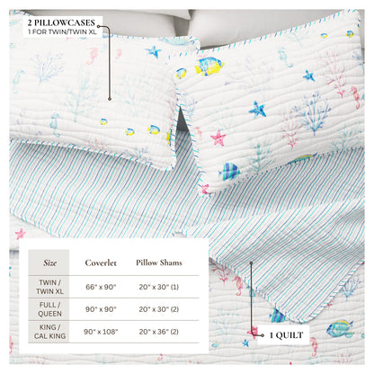 Colorful Coastal Seascape Reversible Quilt Set – Ryanne Collection – view 3