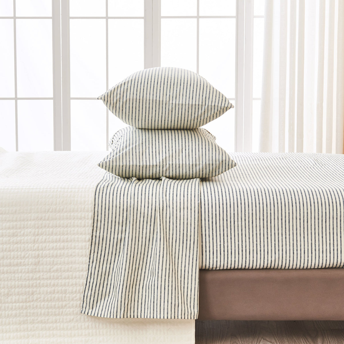 Brushed Microfiber Striped Sheet Set – Evette Collection – view 6