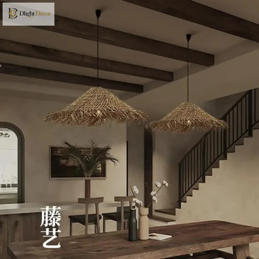 Kaia Wabi-Sabi Rattan Pendant Light for Dining Room – view 3