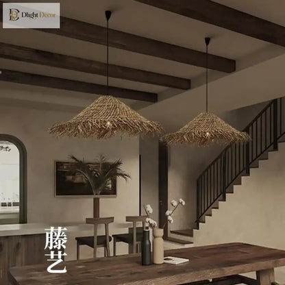 Kaia Wabi-Sabi Rattan Pendant Light for Dining Room – view 3