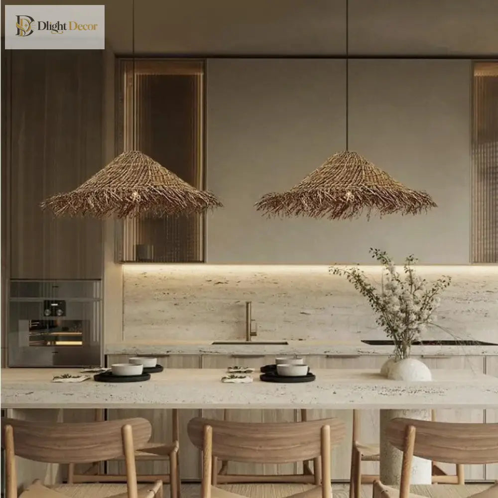 Kaia Wabi-Sabi Rattan Pendant Light for Dining Room – view 2