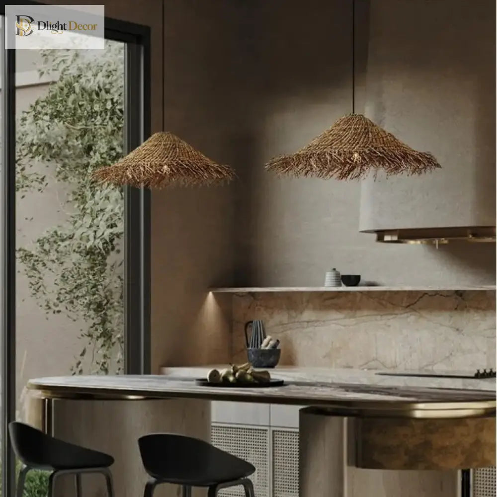Kaia Wabi-Sabi Rattan Pendant Light for Dining Room – view 4