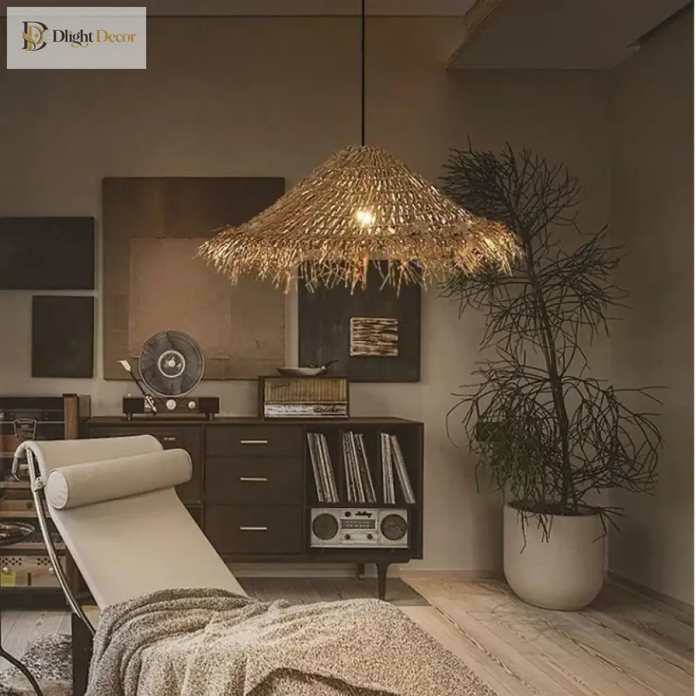 Kaia Wabi-Sabi Rattan Pendant Light for Dining Room – view 5