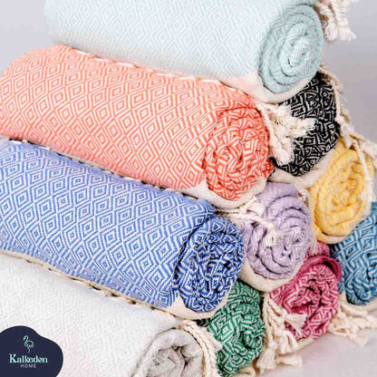 Diamond Turkish Cotton Beach Towel with Tassels, 36 x 70 Inch – view 12
