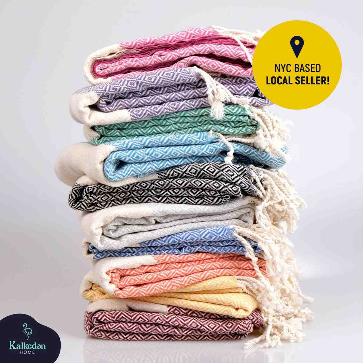 Diamond Turkish Cotton Beach Towel with Tassels, 36 x 70 Inch – view 4