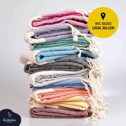 Diamond Turkish Cotton Beach Towel with Tassels, 36 x 70 Inch – view 4