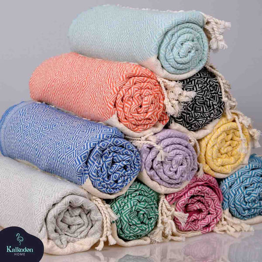 Turkish Cotton Diamond Towel with Hand-Finished Tassels