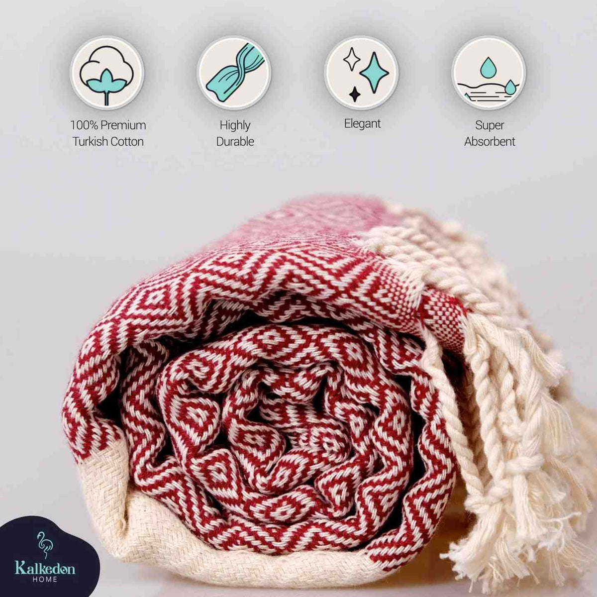 Diamond Turkish Cotton Beach Towel with Tassels, 36 x 70 Inch – view 6