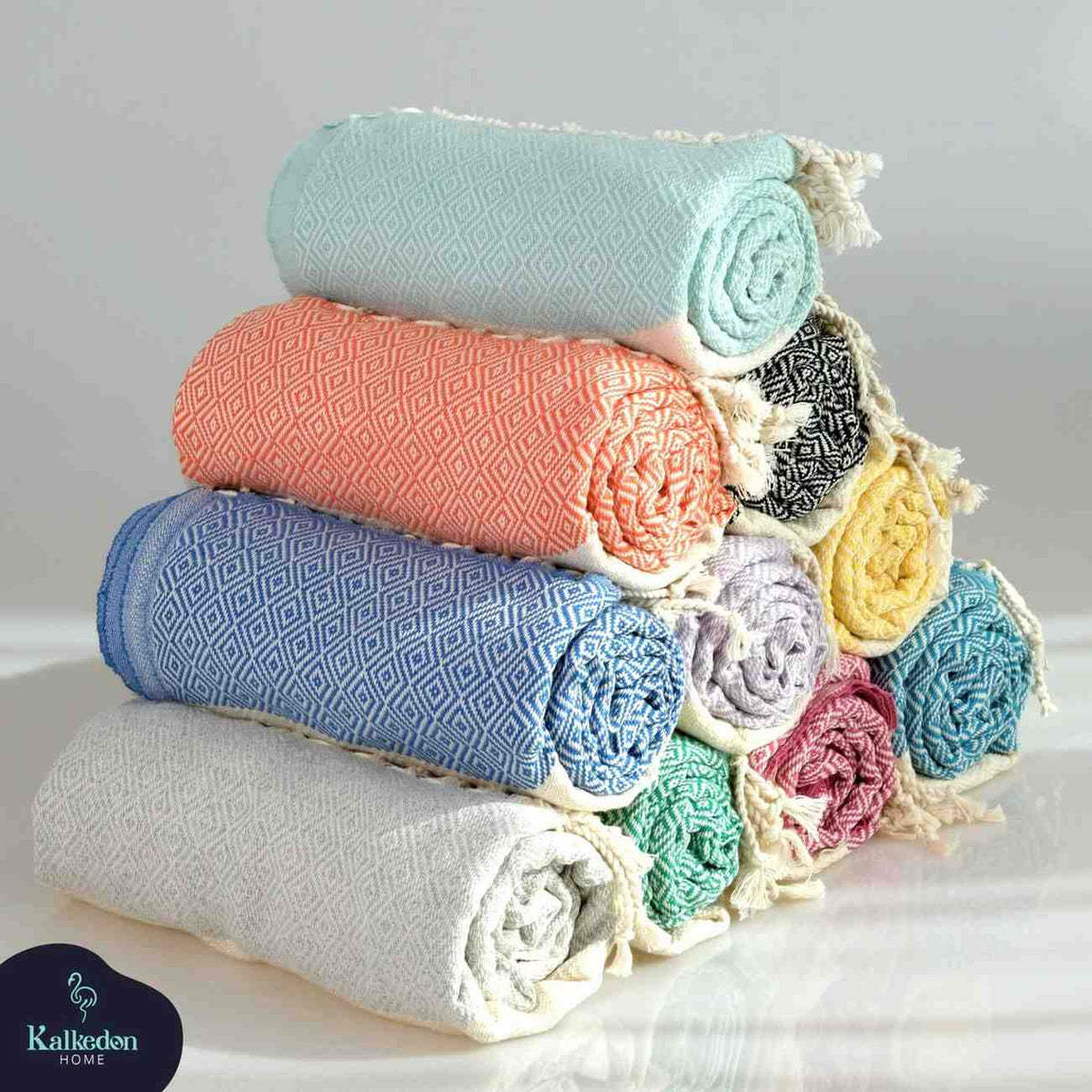 Diamond Turkish Cotton Beach Towel with Tassels, 36 x 70 Inch – view 18