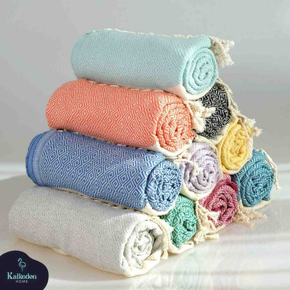 Diamond Turkish Cotton Beach Towel with Tassels, 36 x 70 Inch – view 18
