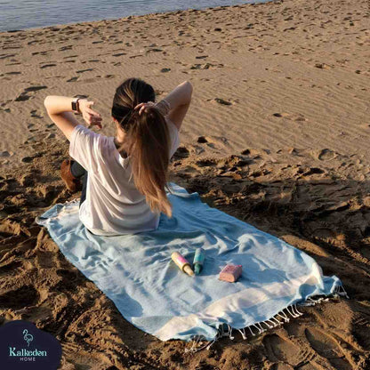 Diamond Turkish Cotton Beach Towel with Tassels, 36 x 70 Inch – view 11