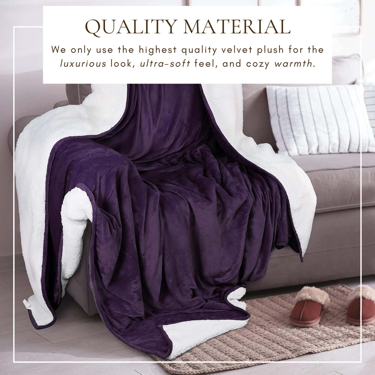 Sherpa Fleece Collection Velvet Plush Sherpa Bed Blanket, Reversible – view 46
