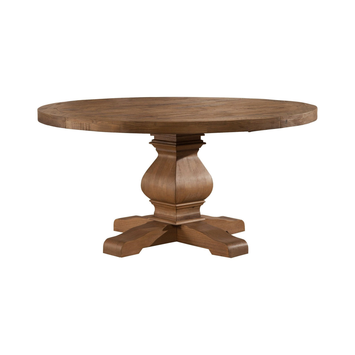 Kensington Solid Pine Round Pedestal Dining Table, Reclaimed Natural – view 2