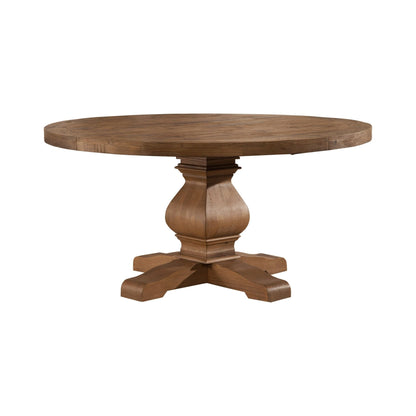 Kensington Solid Pine Round Pedestal Dining Table, Reclaimed Natural – view 2