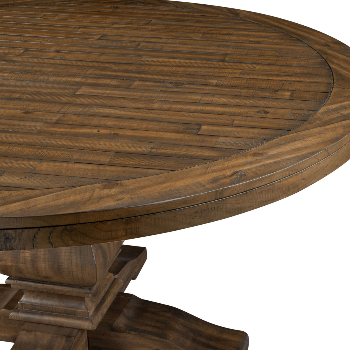 Kensington Solid Pine Round Pedestal Dining Table, Walnut – view 4