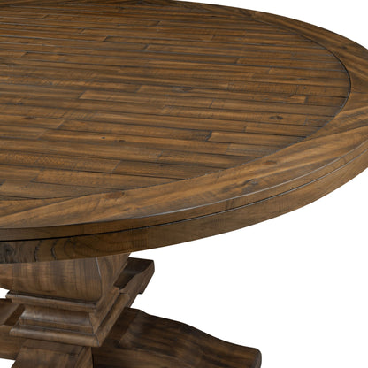 Kensington Solid Pine Round Pedestal Dining Table, Walnut – view 4