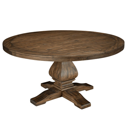 Kensington Solid Pine Round Pedestal Dining Table, Walnut – view 2