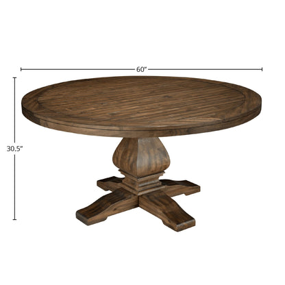 Kensington Solid Pine Round Pedestal Dining Table, Walnut – view 6