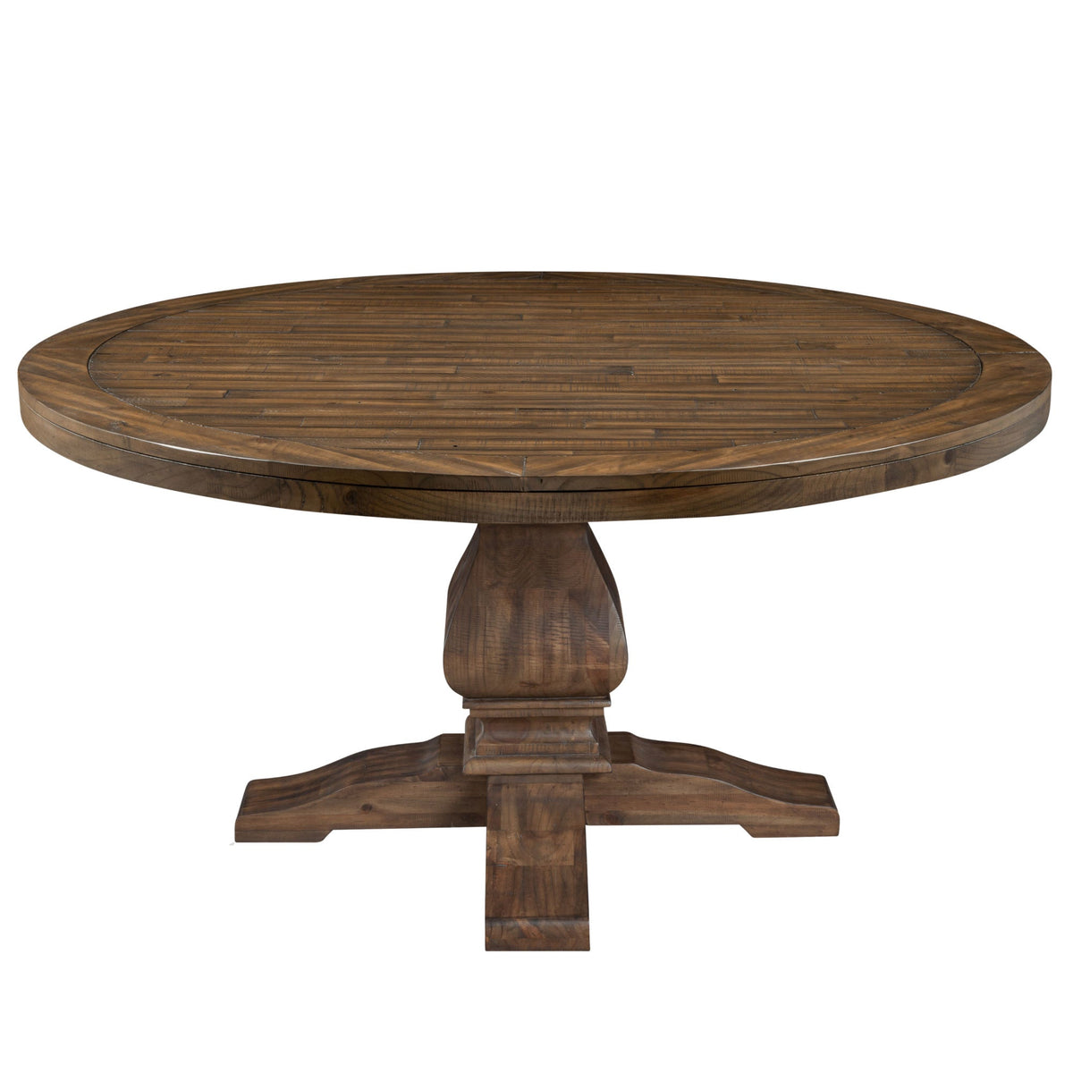 Kensington Solid Pine Round Pedestal Dining Table, Walnut – view 3