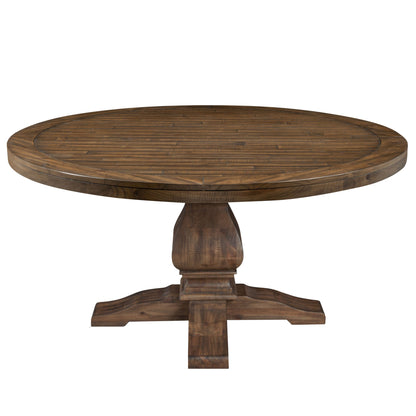 Kensington Solid Pine Round Pedestal Dining Table, Walnut – view 3