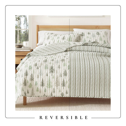 Evergreen Trees Lodge Quilt Set with Stripe Reverse – Truckee Collection – view 5