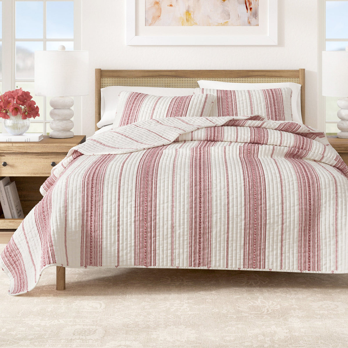 Classic Farmhouse Stripe Reversible Quilt Set – Wesley Collection – view 13