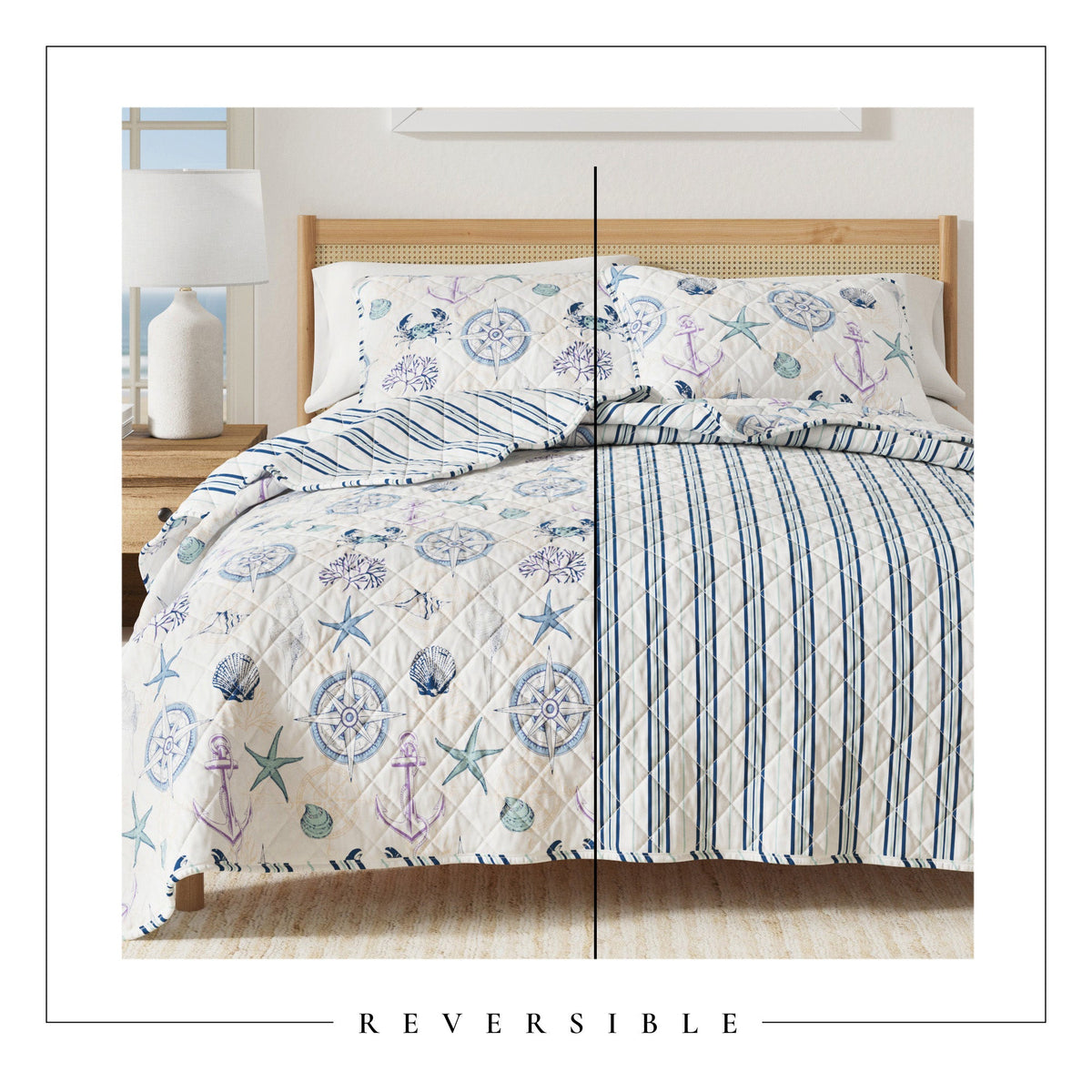 Azure Collection Navy Nautical Coastal Quilt Set – view 4