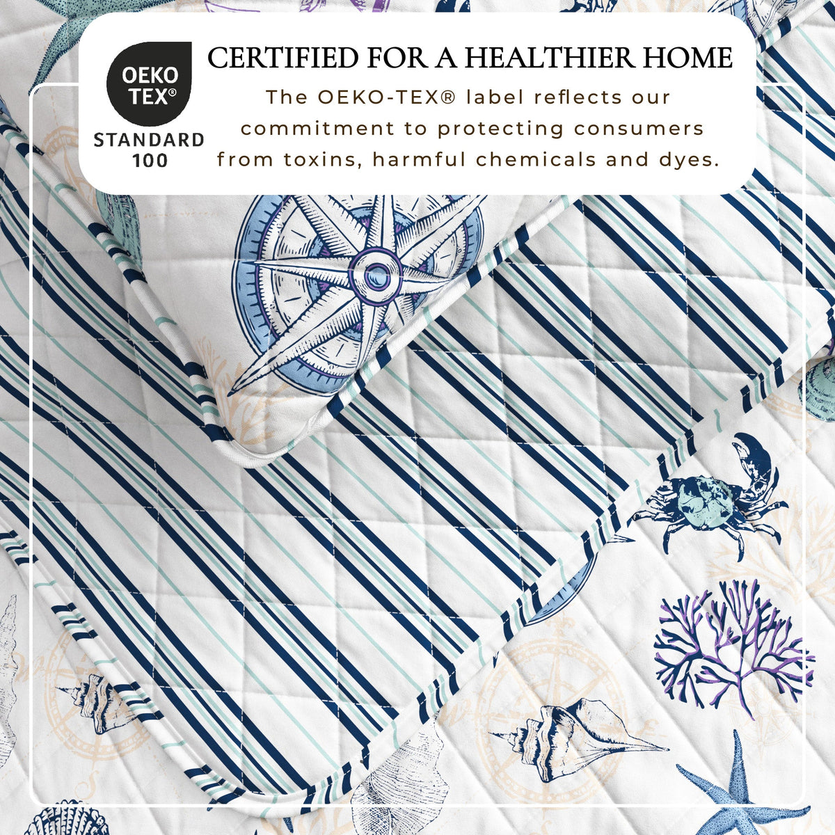 Azure Collection Navy Nautical Coastal Quilt Set – view 2