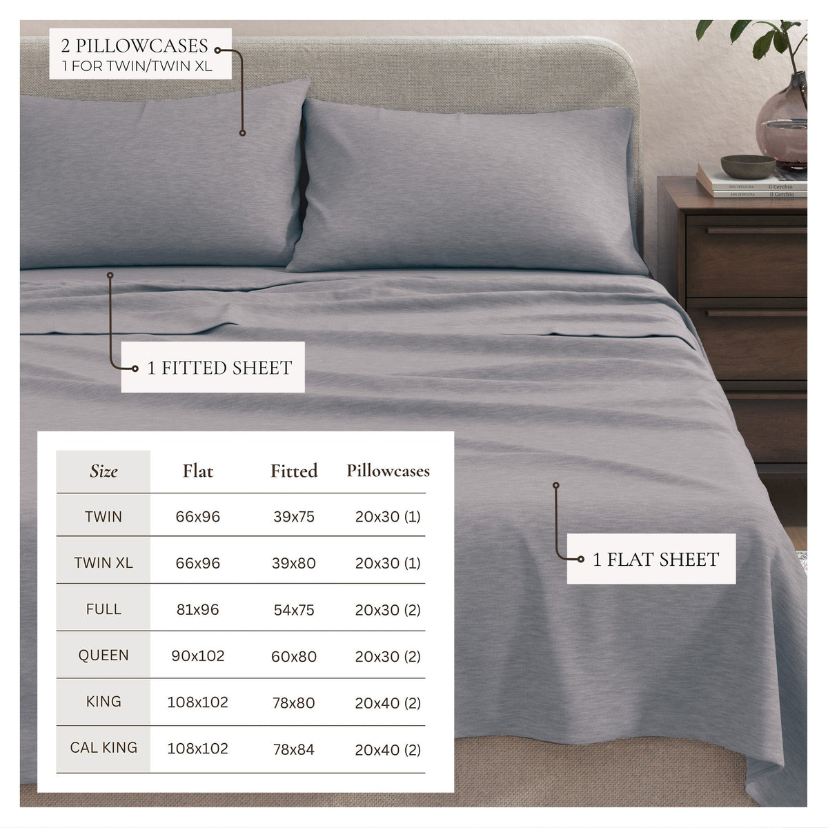 Heathered Jersey Knit Sheet Set – Carmen Collection – view 52