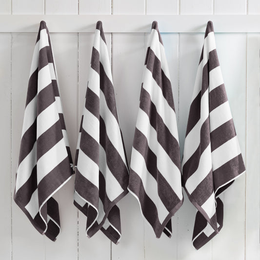 Cotton Velour Cabana Stripe Beach Towel - Novia Collection