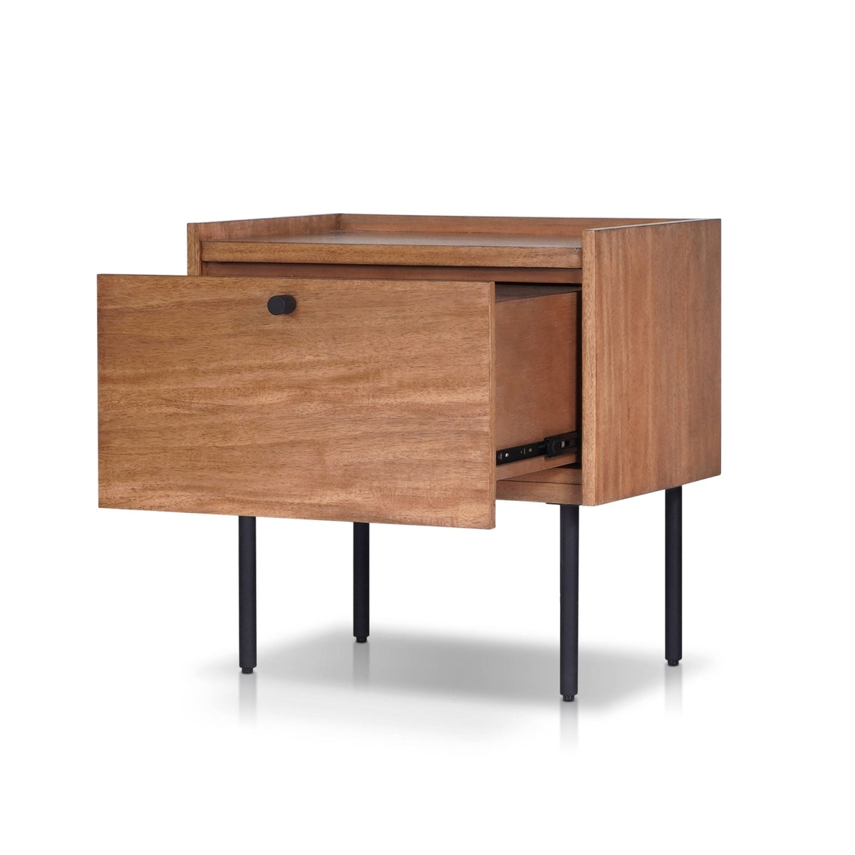 Kyra 1-Drawer Nightstand in Chestnut with Metal Legs – view 4