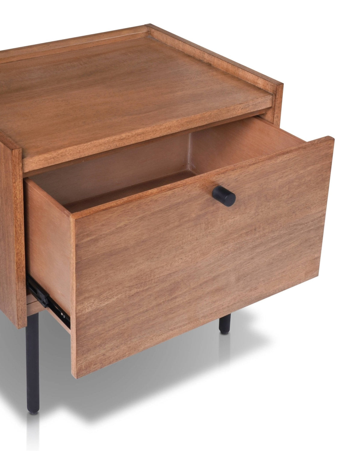 Kyra 1-Drawer Nightstand in Chestnut with Metal Legs – view 5