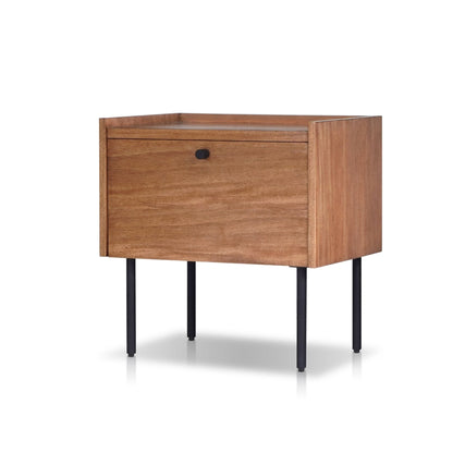 Kyra 1-Drawer Nightstand in Chestnut with Metal Legs – view 3