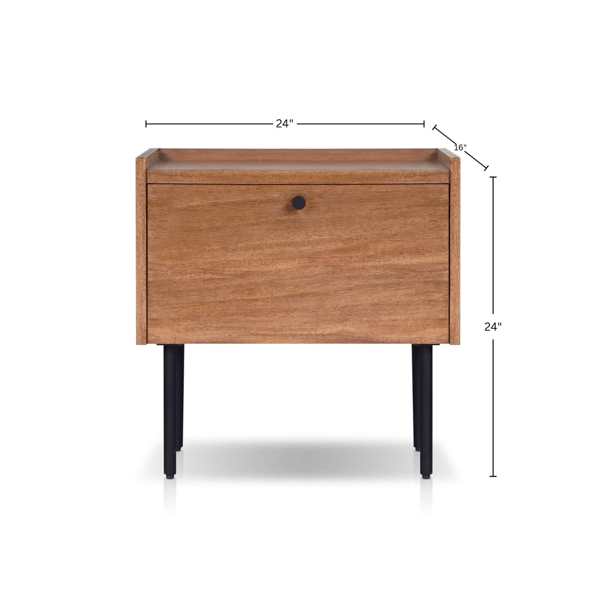 Kyra 1-Drawer Nightstand in Chestnut with Metal Legs – view 6