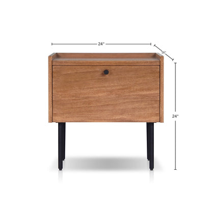 Kyra 1-Drawer Nightstand in Chestnut with Metal Legs – view 6