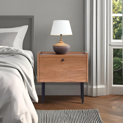 Chestnut Kyra Nightstand with Modern Metal Legs