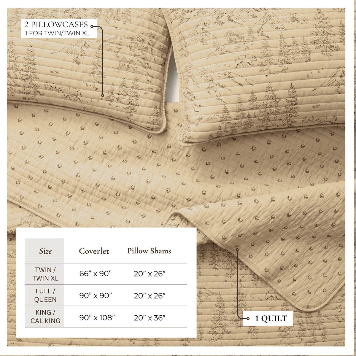 Moonlight Ridge Sage Bear and Mountain Lodge Quilt Set – view 3