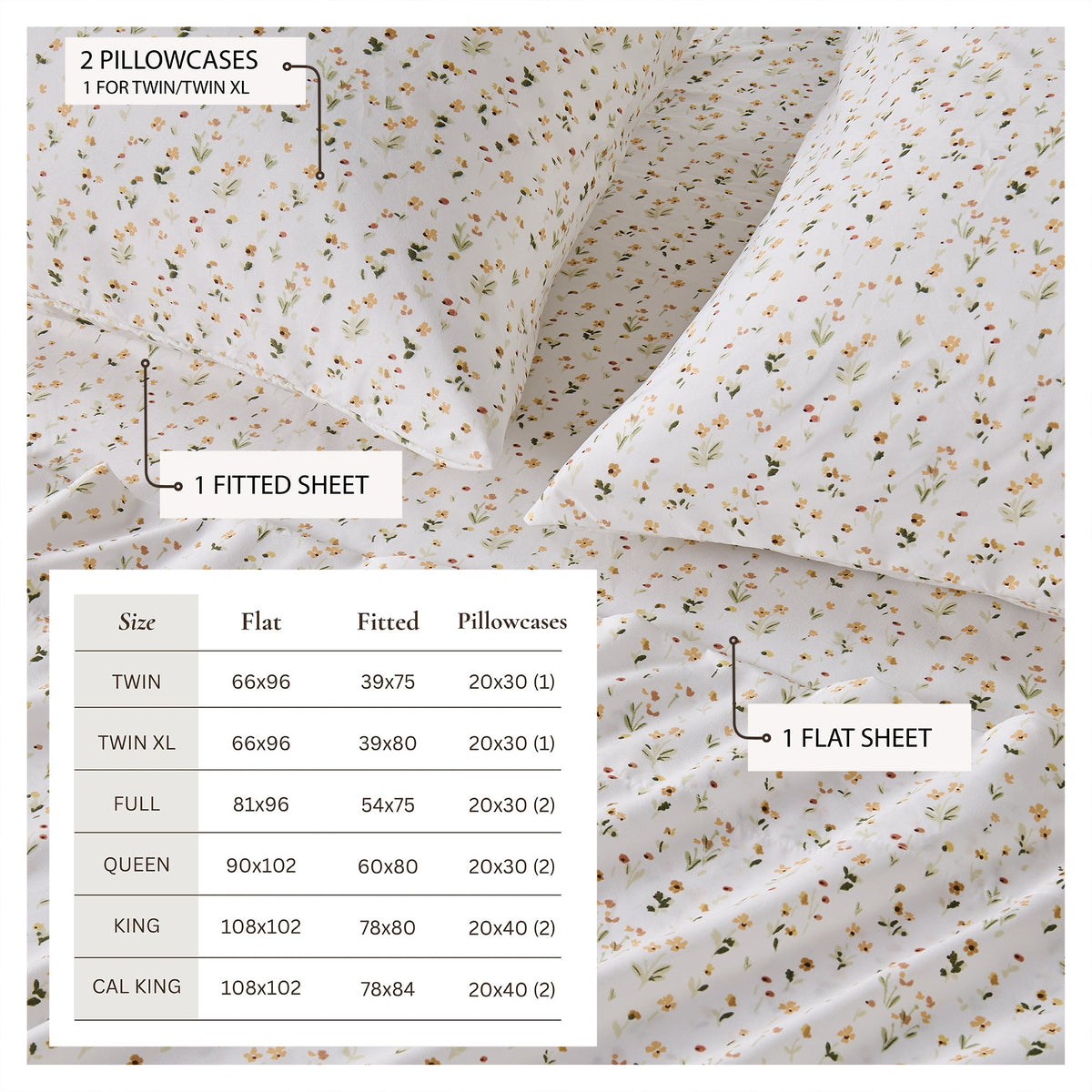 Watercolor Floral Microfiber Sheet Set – Delia Collection – view 39