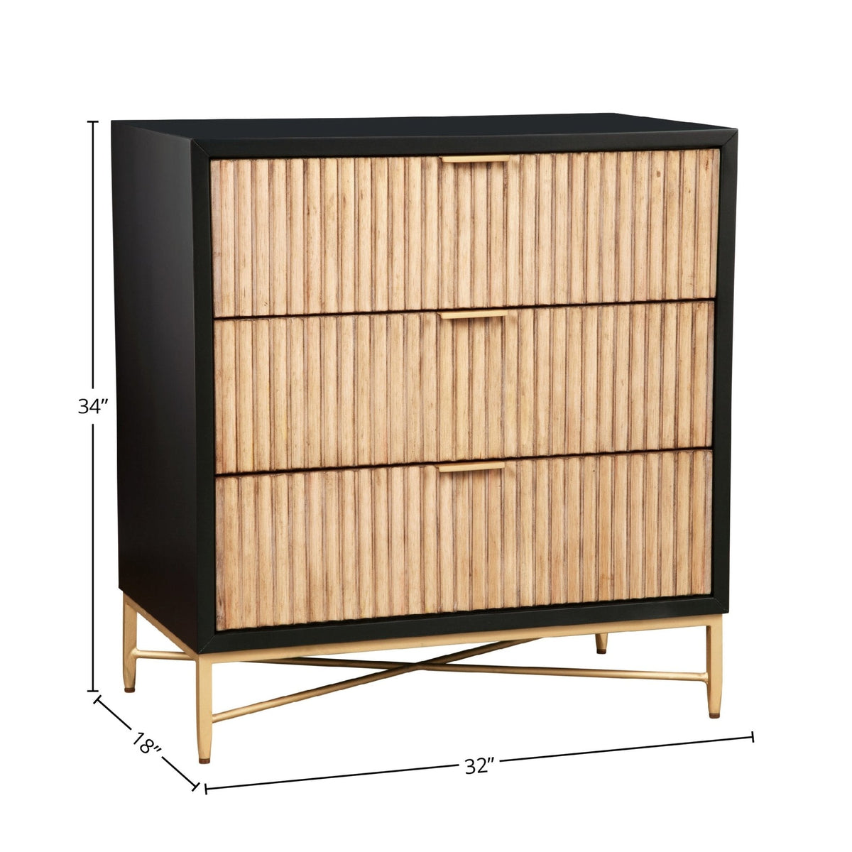 Larsen 3-Drawer Accent Chest with Gold Legs and Hardware – view 12