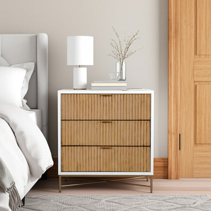 Larsen 3-Drawer Accent Chest with Gold Legs and Hardware – view 2