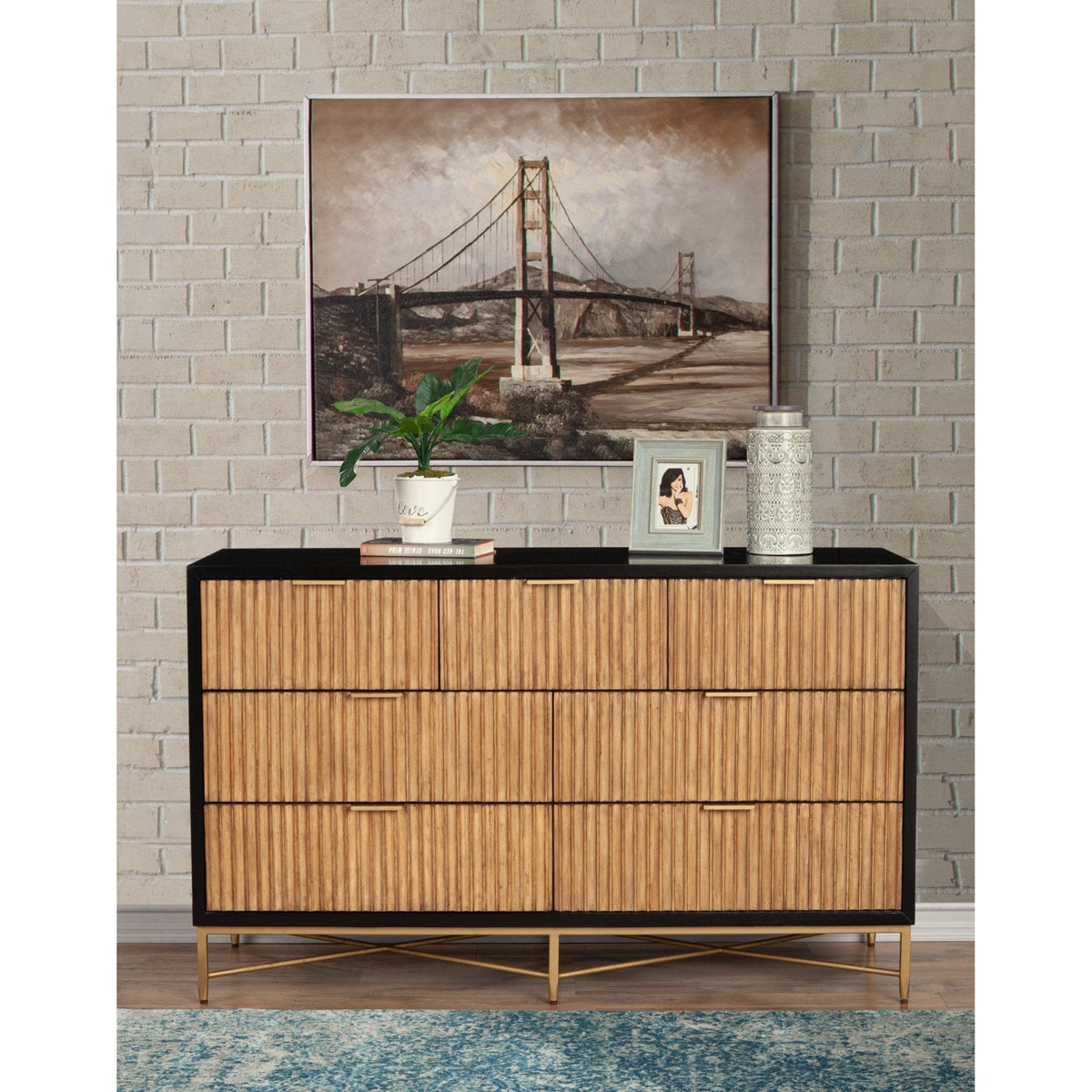 Larsen 7-Drawer Dresser with Gold Accent Legs and Hardware – view 9