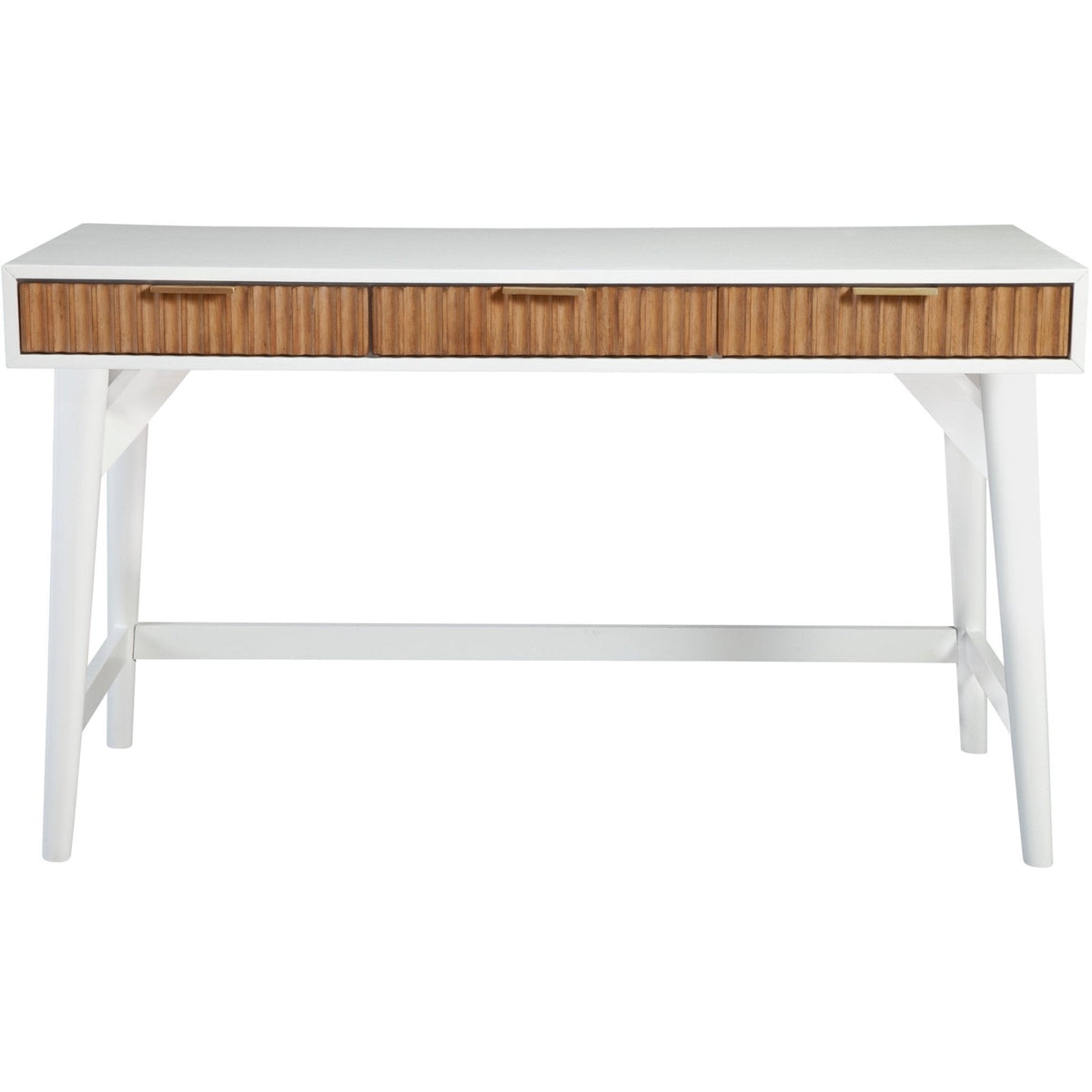 Larsen Large Solid Wood Desk with 3 Drawers and Gold Handles – view 2