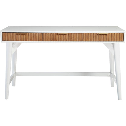 Larsen Large Solid Wood Desk with 3 Drawers and Gold Handles – view 2