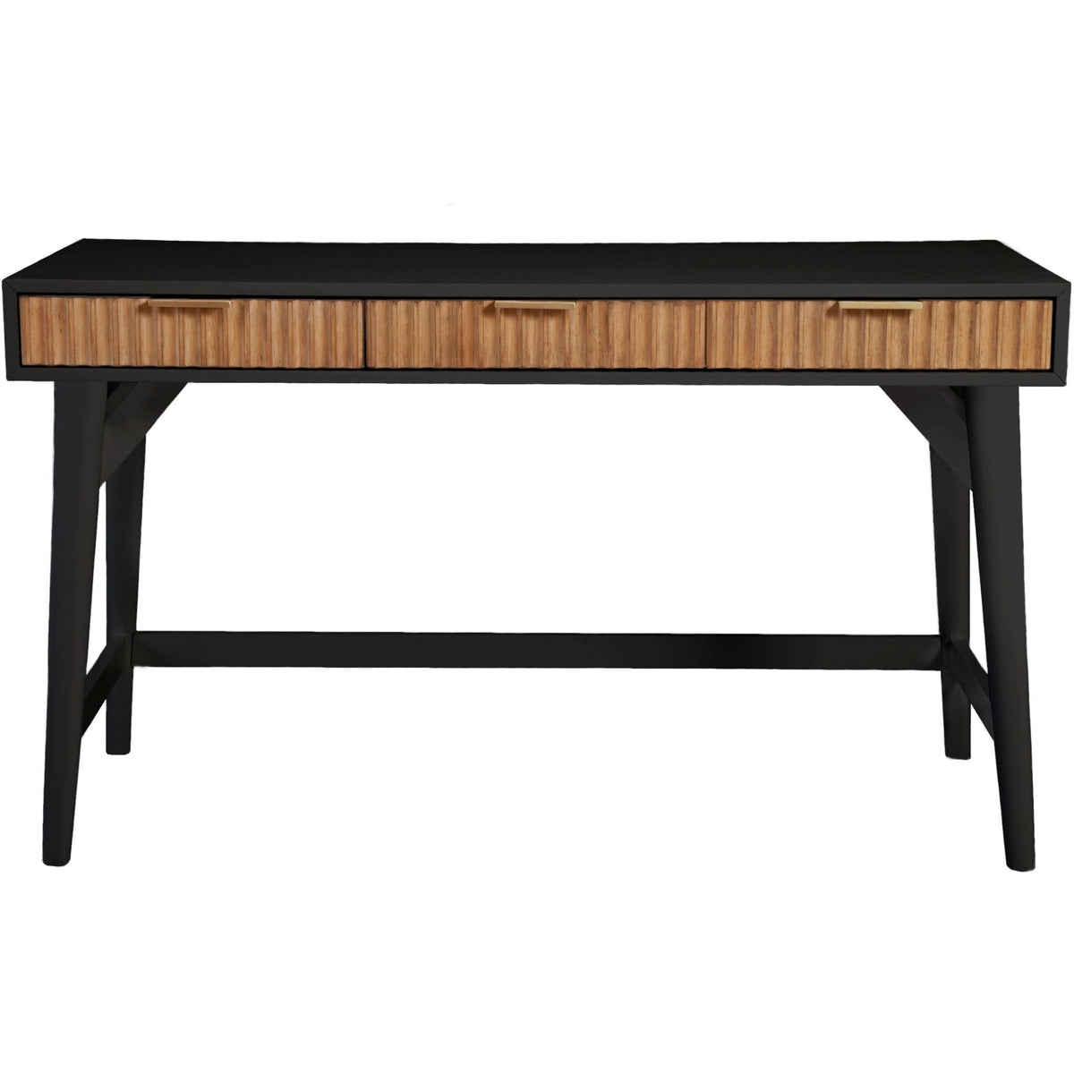 Larsen Large Solid Wood Desk with 3 Drawers and Gold Handles – view 9