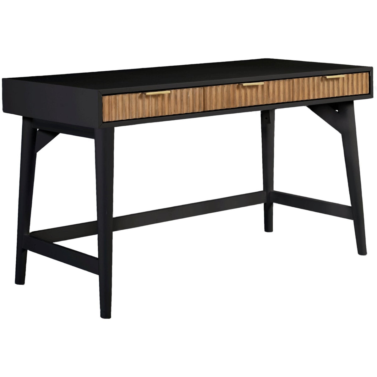 Larsen Large Solid Wood Desk with 3 Drawers and Gold Handles – view 10